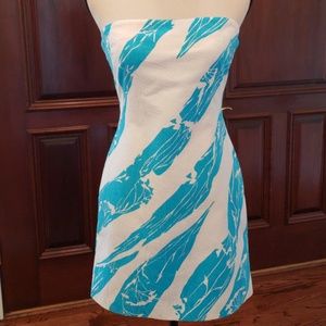 Milly Turquoise / White Strapless Mini - EUC sz 6